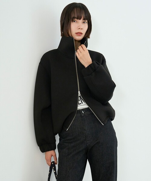 UNFILO アンフィーロ ウールミルド ZIPニットブルゾン 黒 M UNFILO（アンフィーロ） ブルゾン アウター ウールミルド ZIPニット