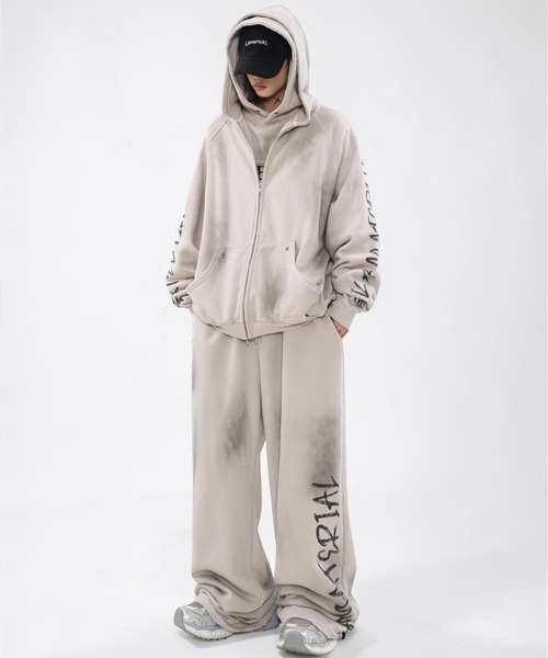 mushwear マッドダイパーカー　ウルトラワイドバギースウェットパンツ　2点 mushwear（マッシュウェア） パーカー マッドダイパーカー メンズ