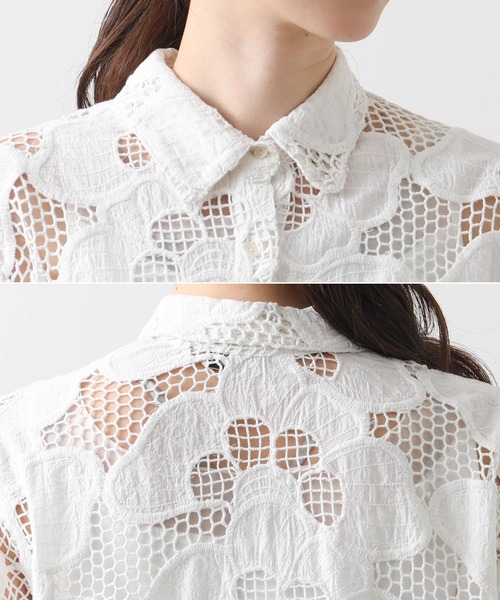 「Torrazzo Donna」 半袖ブラウス FREE オフホワイト レディース_画像2