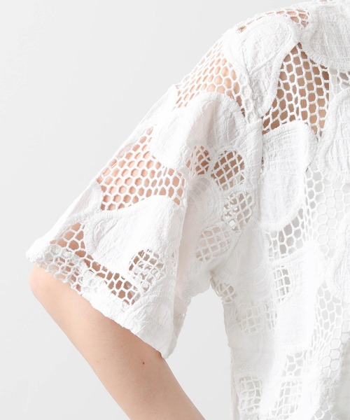 「Torrazzo Donna」 半袖ブラウス FREE オフホワイト レディース_画像4