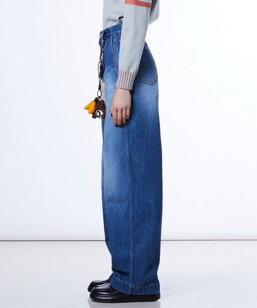 ワイドパンツ ジーンズ デニム デニムパンツ 13.5oz カーブラインデニムパンツ レディースの画像