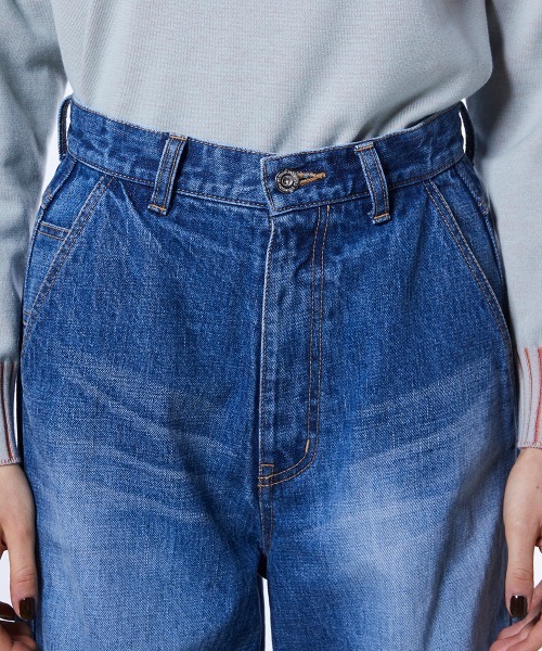 ワイドパンツ ジーンズ デニム デニムパンツ 13.5oz カーブラインデニムパンツ レディースの画像