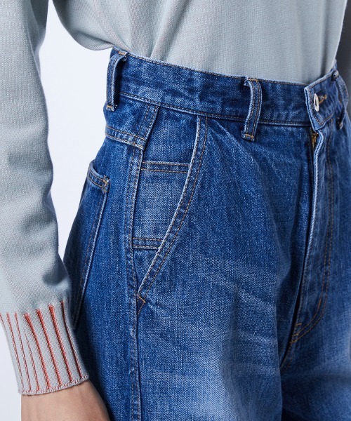 ワイドパンツ ジーンズ デニム デニムパンツ 13.5oz カーブラインデニムパンツ レディースの画像
