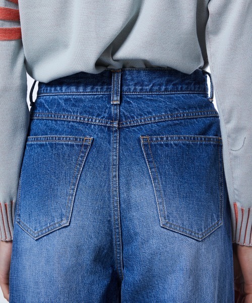 ワイドパンツ ジーンズ デニム デニムパンツ 13.5oz カーブラインデニムパンツ レディースの画像