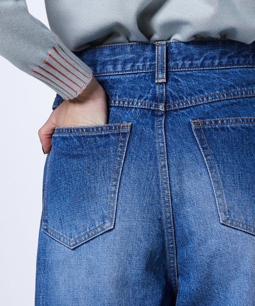 ワイドパンツ ジーンズ デニム デニムパンツ 13.5oz カーブラインデニムパンツ レディースの画像