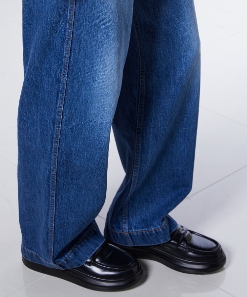 ワイドパンツ ジーンズ デニム デニムパンツ 13.5oz カーブラインデニムパンツ レディースの画像