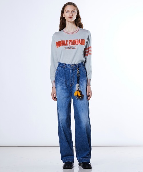 ワイドパンツ ジーンズ デニム デニムパンツ 13.5oz カーブラインデニムパンツ レディースの画像