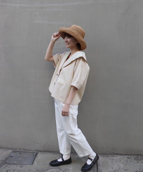 「haupia」 半袖ブラウス MEDIUM ベージュ レディース_画像4