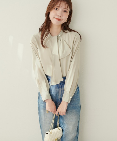 「natural couture」 長袖ブラウス FREE グレイッシュベージュ レディース_画像2