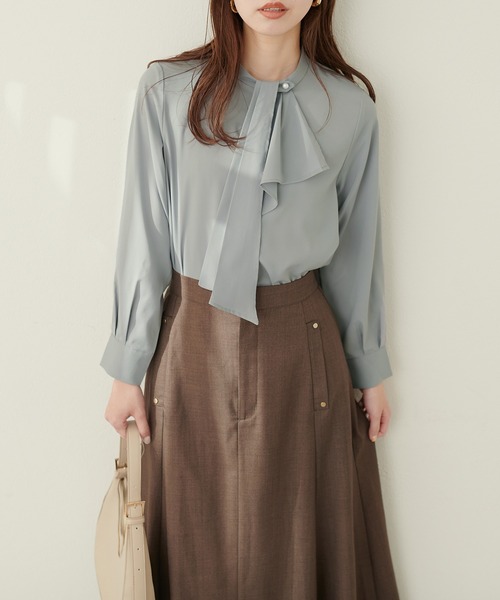 「natural couture」 長袖ブラウス FREE グレイッシュベージュ レディース_画像5