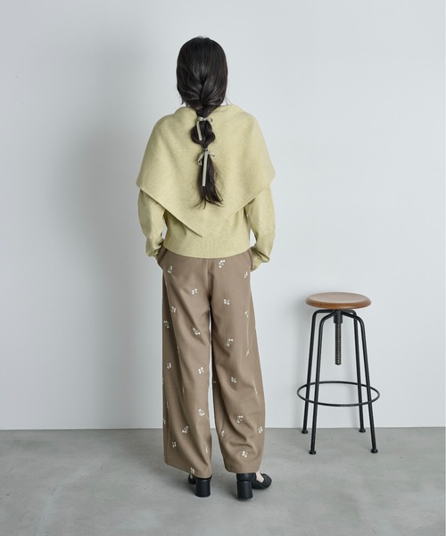 THE Yon ワイドパンツ パンツ エンブロイダリーフローラルシャツ