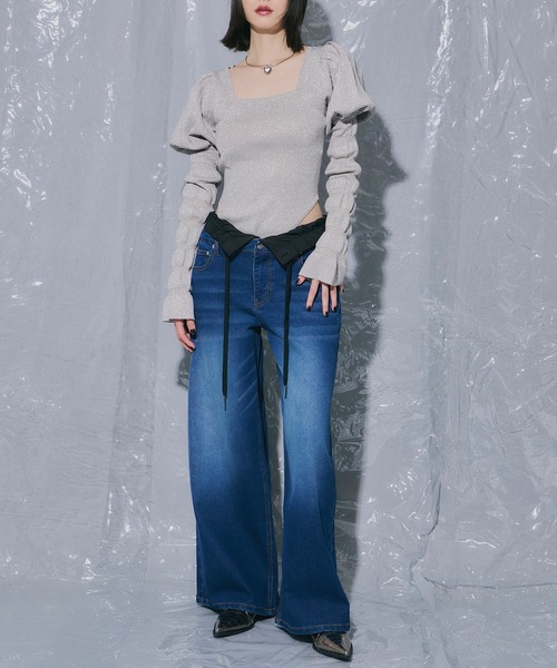 「VIOLETTA」 長袖ニット FREE ネイビー レディース_画像5