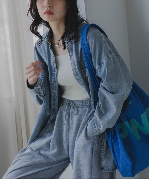 「210nouve」 長袖シャツ FREE ライトインディゴブルー レディース_画像3