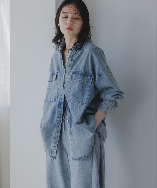 「210nouve」 長袖シャツ FREE ライトインディゴブルー レディース_画像4