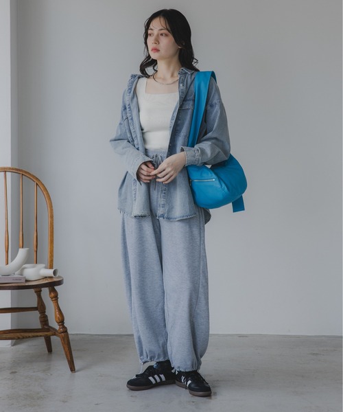 「210nouve」 長袖シャツ FREE ライトインディゴブルー レディース_画像6