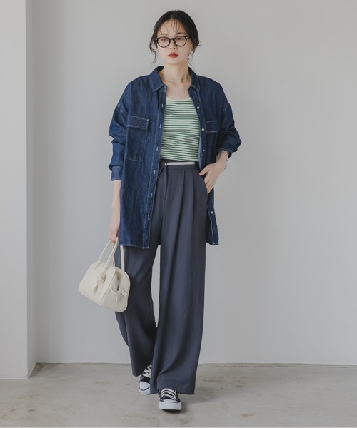 「210nouve」 長袖シャツ FREE ライトインディゴブルー レディース_画像7