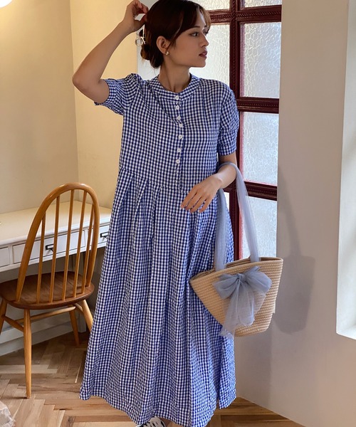 「aimoha」 半袖ワンピース LARGE ブルー レディース_画像4