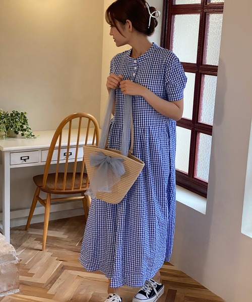 「aimoha」 半袖ワンピース LARGE ブルー レディース_画像5