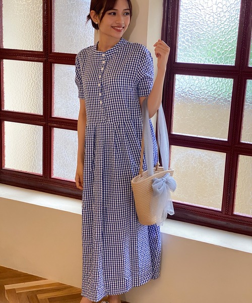 「aimoha」 半袖ワンピース LARGE ブルー レディース_画像7