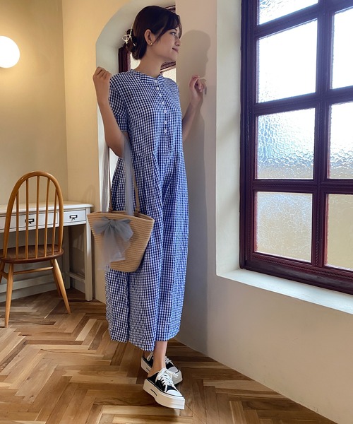 「aimoha」 半袖ワンピース LARGE ブルー レディース_画像8