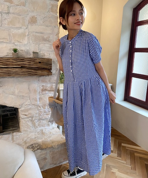 「aimoha」 半袖ワンピース LARGE ブルー レディース_画像9