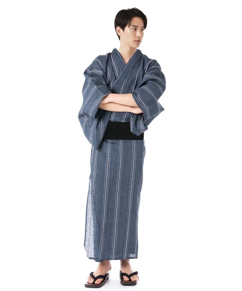 KYOETSU（京越） 浴衣 メンズ しじら浴衣 6点セット ( 浴衣 + 帯 +