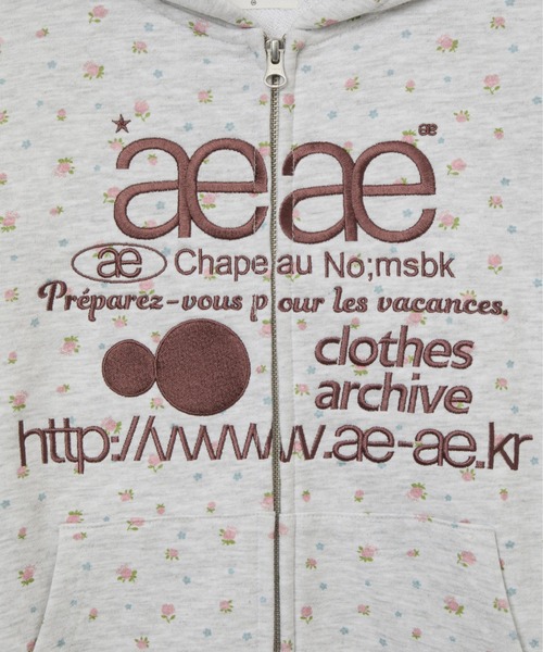 aeae 花柄ジップアップフーディ aeae パーカー WEB LOGO FLOWER HOOD ZIP-UP レディース メンズ