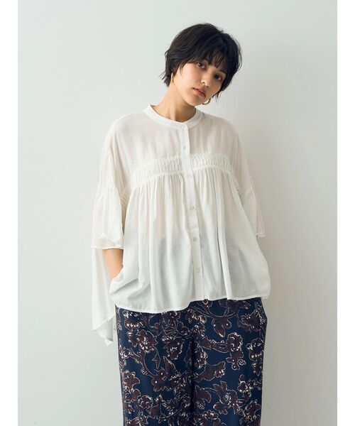 「YECCA VECCA」 7分袖ブラウス FREE チャコールグレー レディース_画像4