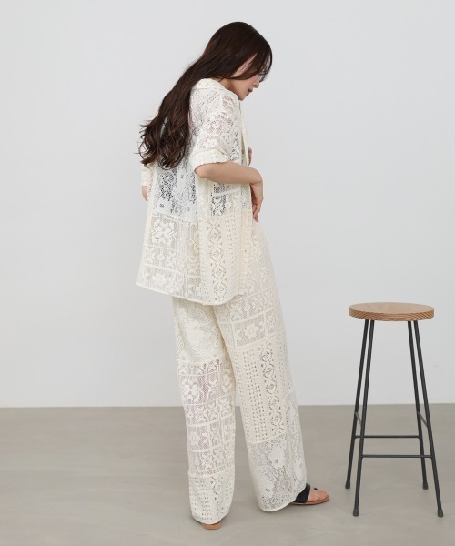 パンツ 「サイズ展開あり/セットアップ対応」パッチワークレースパンツ レディースの画像