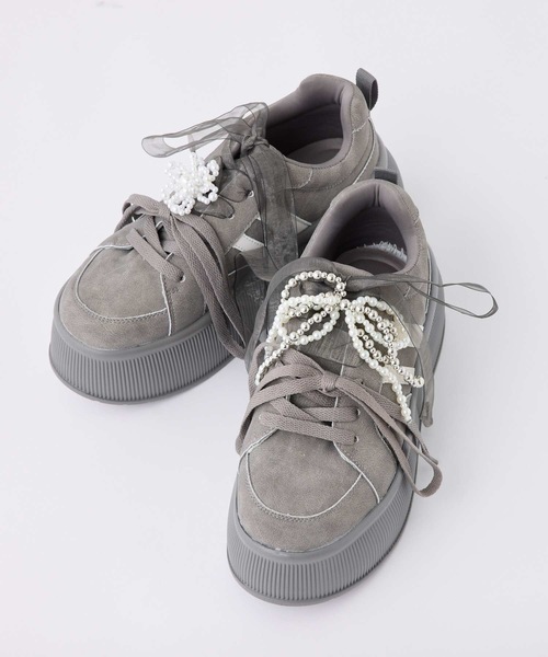 「one after another NICE CLAUP」 ローカットスニーカー L グレー レディース_画像5