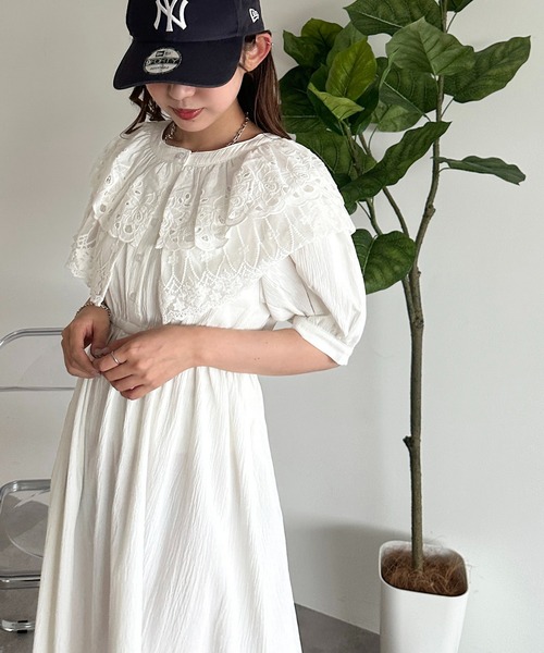 「apres jour mignon」 半袖ワンピース X-LARGE オフホワイト レディース_画像3