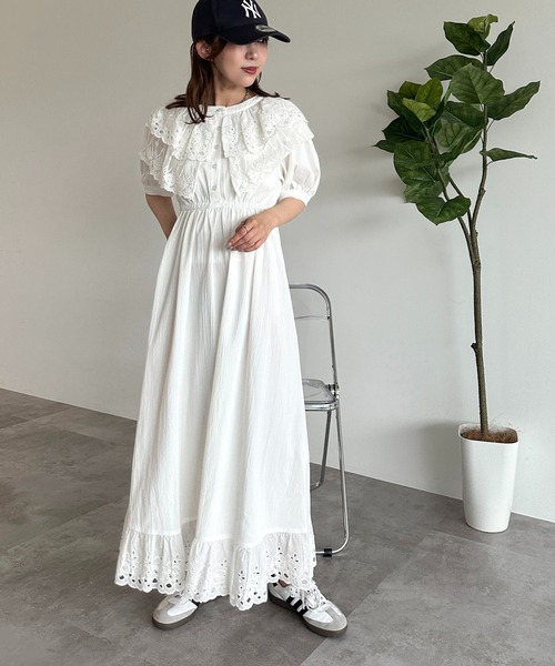 「apres jour mignon」 半袖ワンピース X-LARGE オフホワイト レディース_画像7