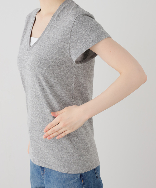 CALUX（キャラクス） tシャツ 半袖 Vネック Tシャツ レディース