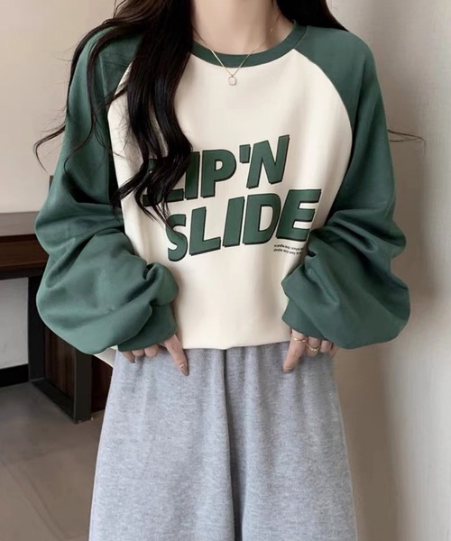 「shopnikoniko」 長袖カットソー フリー グリーン レディース_画像2