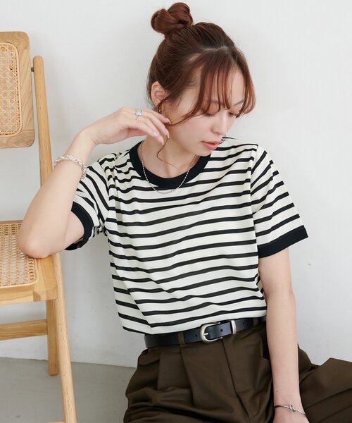 tシャツ 半袖 「WEB限定」リンガー配色Tシャツ レディース | Discoat | 01