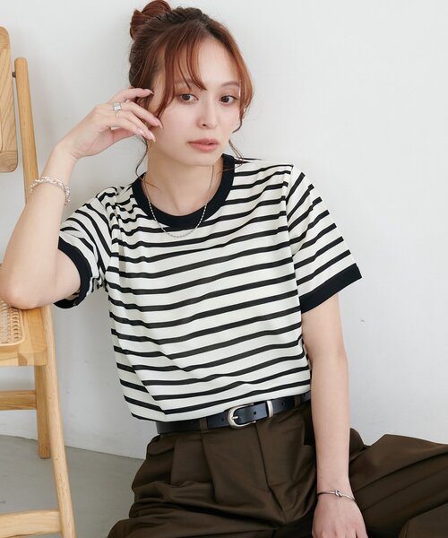 tシャツ 半袖 「WEB限定」リンガー配色Tシャツ レディース | Discoat | 05