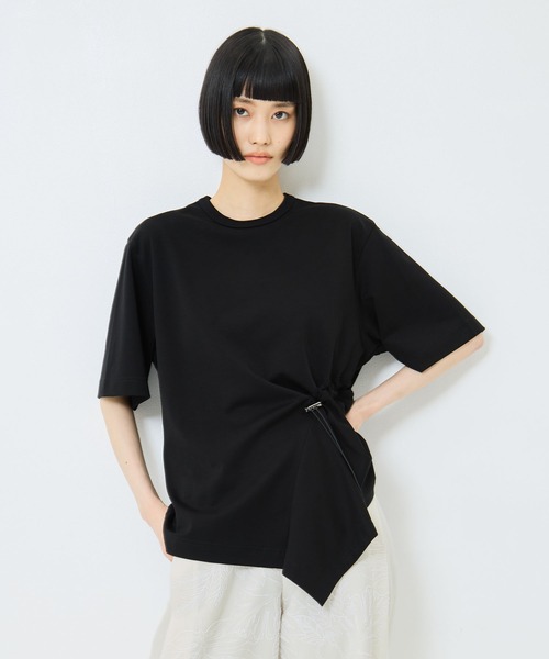 【新品未使用】UJOH ブラック　アシンメトリー 半袖トップス UJOH（ウジョー） tシャツ 半袖 「UJOH/ウジョー」「STUDIOUS別注