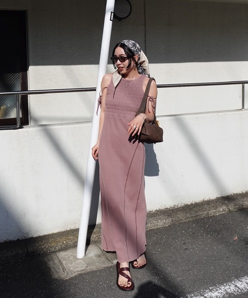 ドレス PIGMENT SHIRRING CUT DRESS