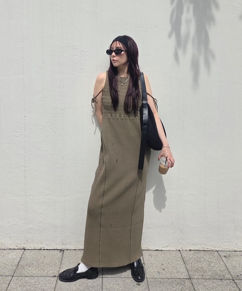 ドレス PIGMENT SHIRRING CUT DRESS