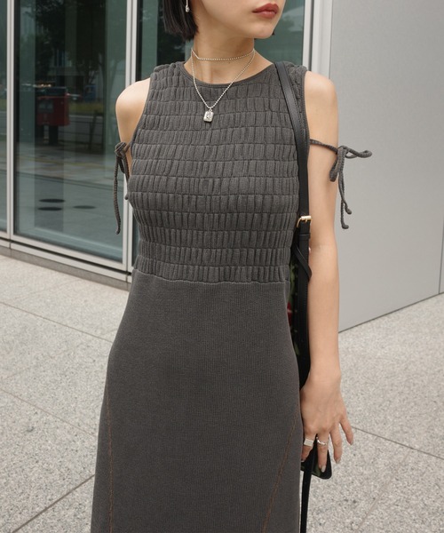 ドレス PIGMENT SHIRRING CUT DRESS