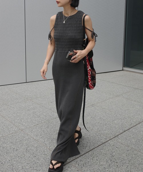 Ameri（アメリ） ドレス PIGMENT SHIRRING CUT DRESS : ZOZOTOWN Yahoo