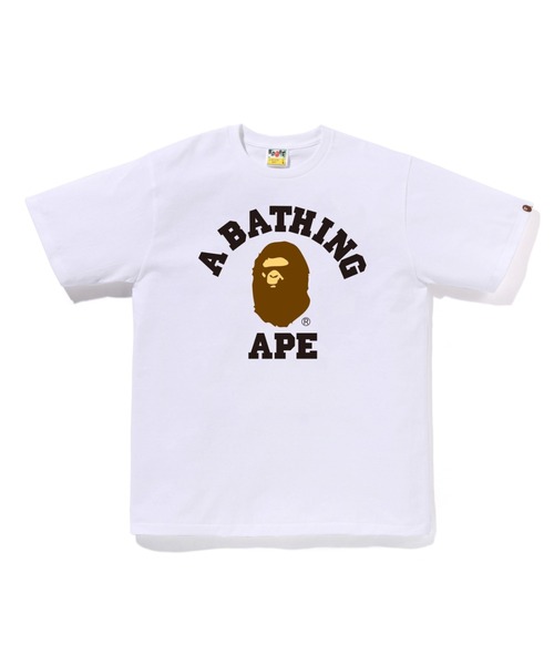 A BATHING APE レディース Tシャツ ホワイト S A BATHING APE（アベイシングエイプ） tシャツ COLLEGE TEE メンズ