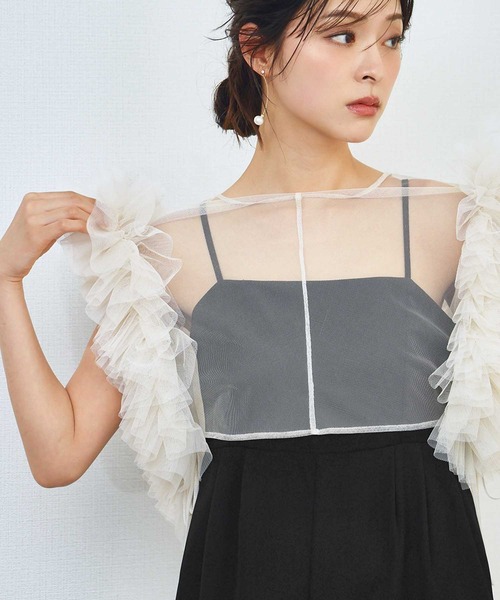 パーティードレス ドレス パーティードレスに合わせる 2WAYショート丈チュールフリルトップス ボレロ 結婚式 オケージョン お呼ばれ 二次会 成人式 同窓会… | GIRL DRESS FOR NOW | 17