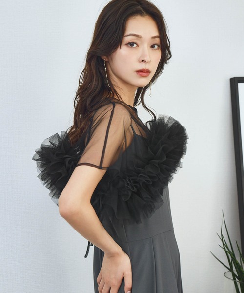 パーティードレス ドレス パーティードレスに合わせる 2WAYショート丈チュールフリルトップス ボレロ 結婚式 オケージョン お呼ばれ 二次会 成人式 同窓会… | GIRL DRESS FOR NOW | 20