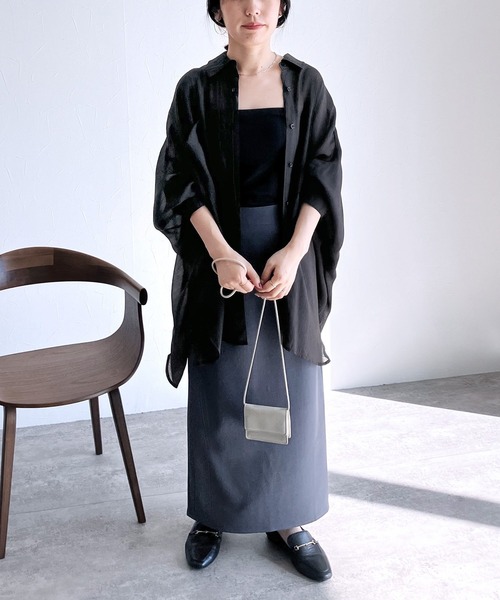 「reca」 長袖シャツ M ダークベージュ レディース_画像5