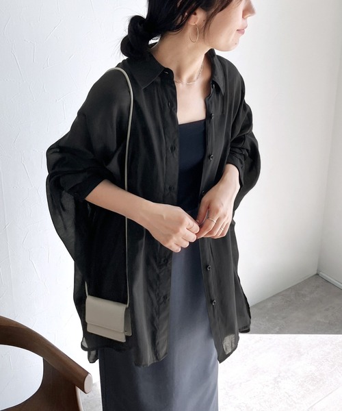 「reca」 長袖シャツ M ダークベージュ レディース_画像9