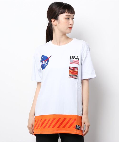 tシャツ 「W」「HUDSON OUTERWEAR/ハドソンアウターウェア」NASA SPACE-SUITE BIG PATCH TEE レディース | HUDSON | 01
