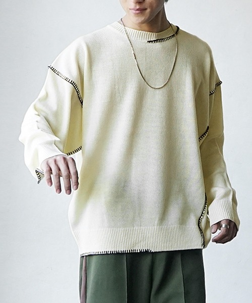 MinoriTY セーター ニット ハンドステッチクルーネックニット 秋服