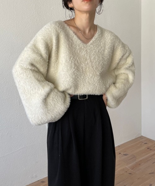 wee9s（ウィークス） ニット セーター 2way shaggy over knit / 前後