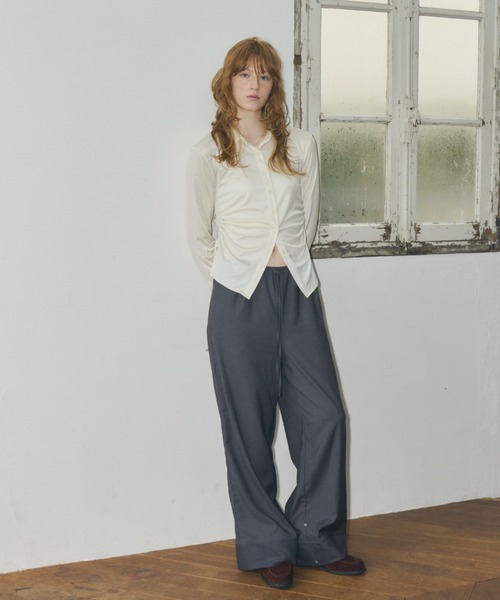 GIUNON ブラウス シャツ stretch shaggy shirts / ストレッチ